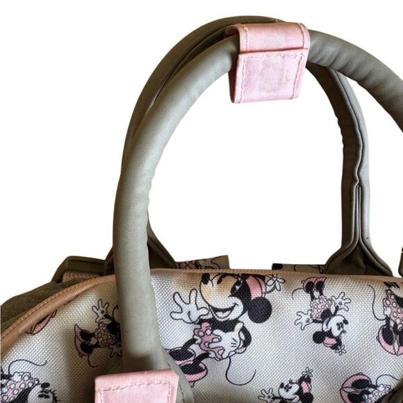 Disney Baby Minnie Mouse Multi-Pocket Diaper Bag Backpack- Grey and Pink - Picture 3 of 13